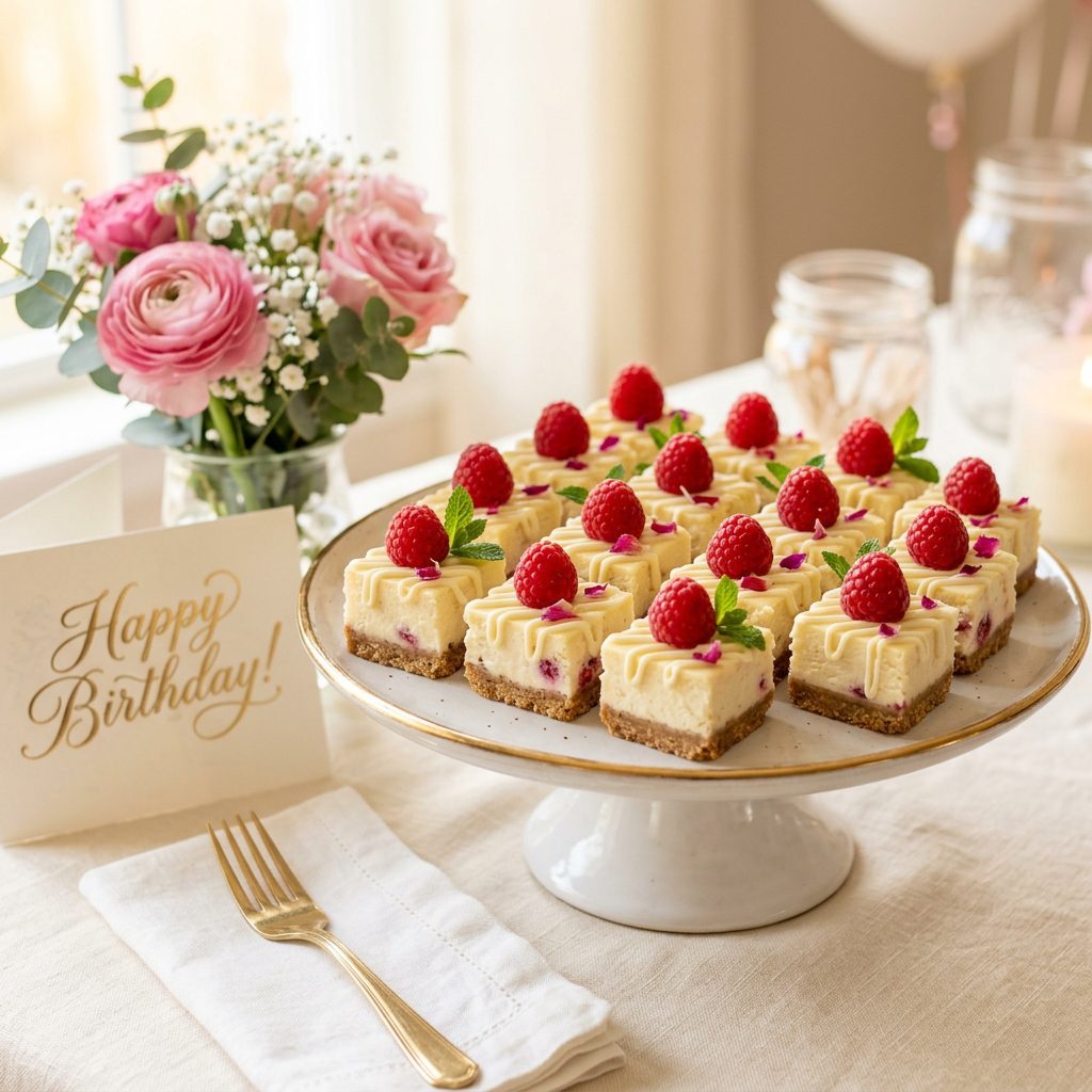 Raspberry White Chocolate Cheesecake Bites