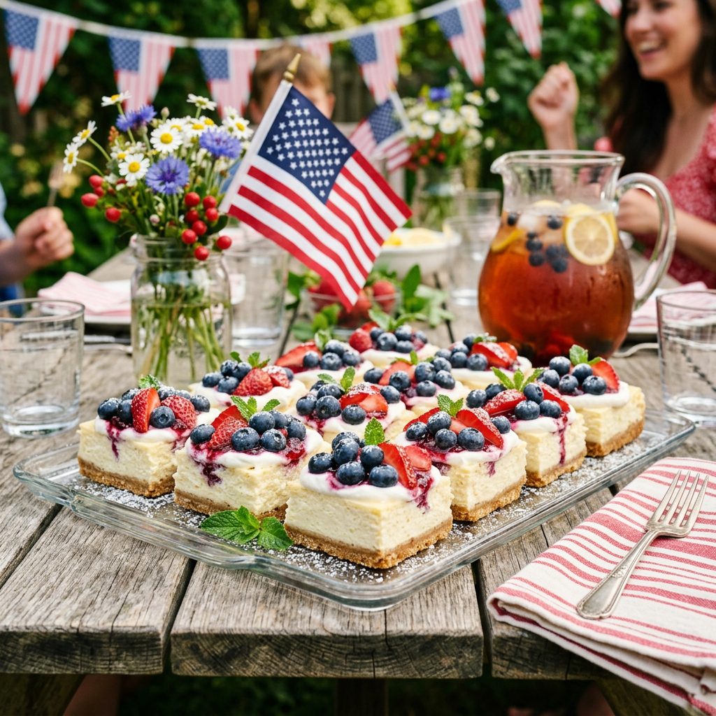 Red White and Blue Cheesecake Bars