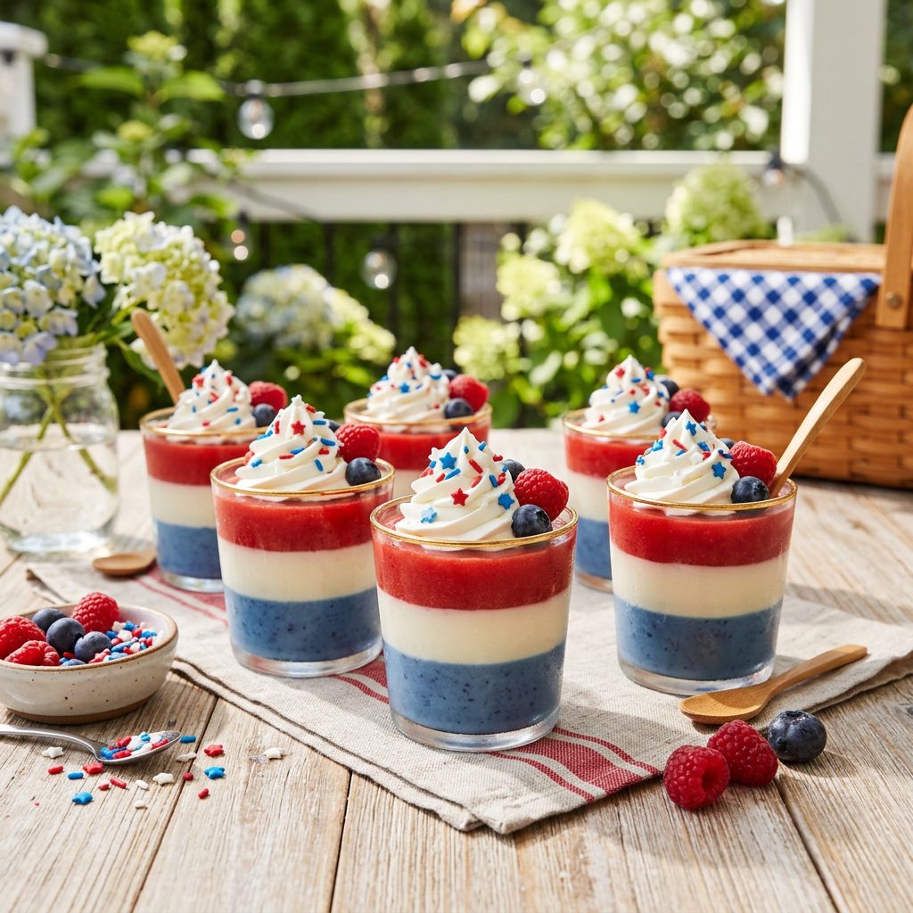 Red White and Blue Pudding Cups
