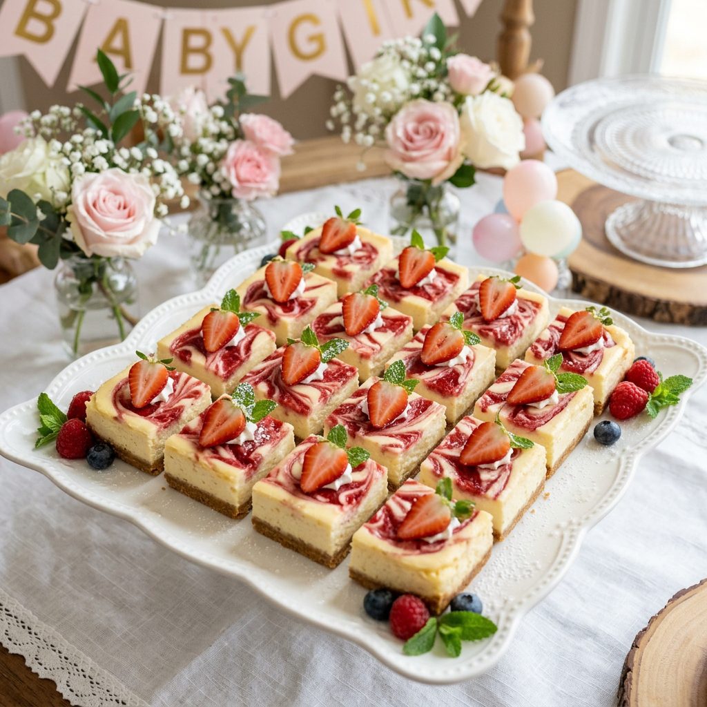 Strawberry Swirl Cheesecake Bars