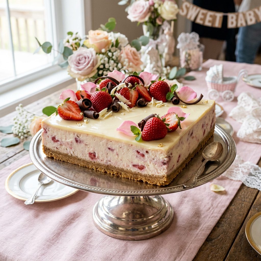  White Chocolate Strawberry Cheesecake