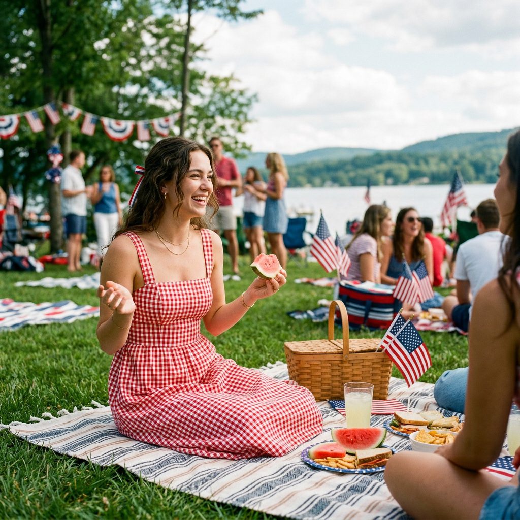 Red and White Gingham Dress