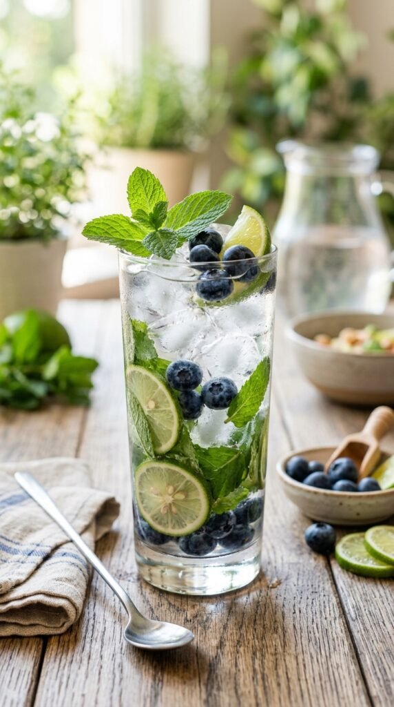 Blueberry Lime Infused Iced Water