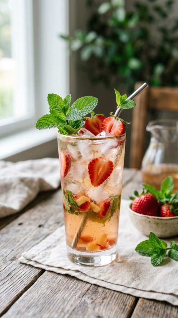 Strawberry Green Tea Iced Drink
