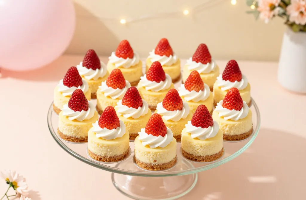 Mini Strawberry Cheesecakes for Baby Showers
